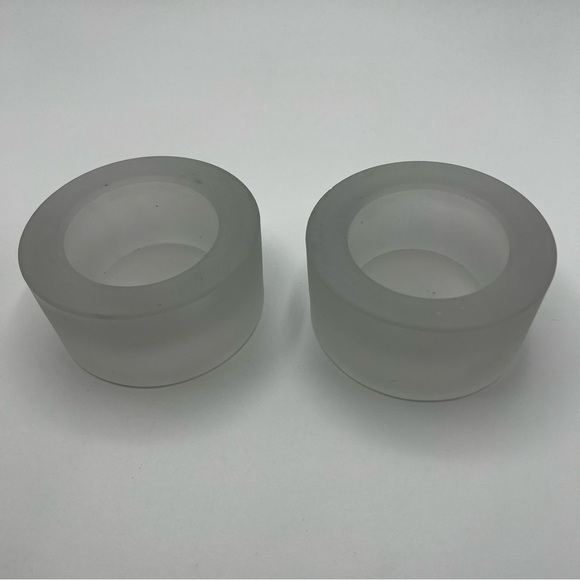 Tag LTD Glass Tea Light Candle Holder Set of 2 Frosted White Table Decor Party - Picture 9 of 9